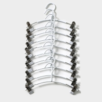 Вешалки для брюк и юбок с зажимами, 29&times;16 см, металл ПВХ покрытие, набор 10 шт, цвет белый