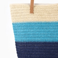 Сумка пляжная Полосы, 47*12*35, отд на молнии, подкладка, беж/синий