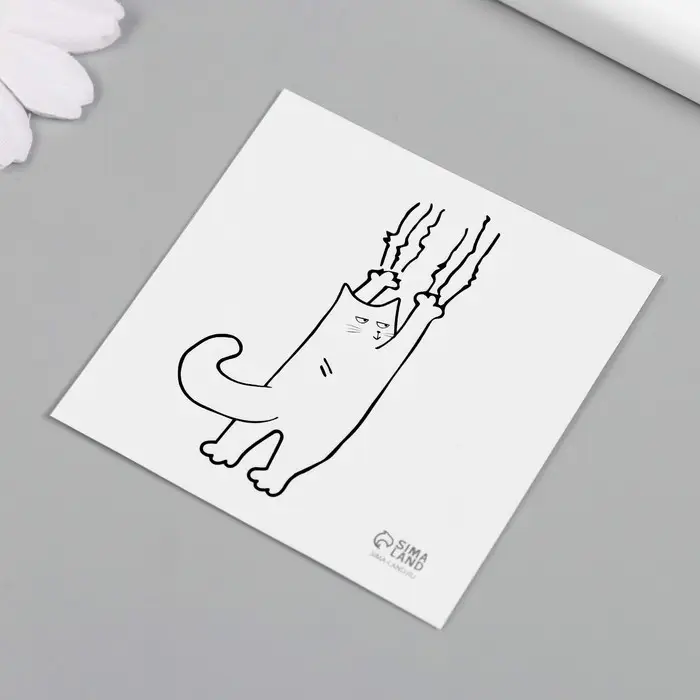 Переводная тату на тело чёрная &laquo;Кот царапун&raquo;, 6&times;6 см