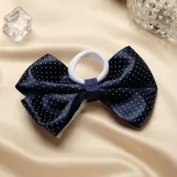 Резинка для волос &laquo;Школьница&raquo;, синий с кружевами