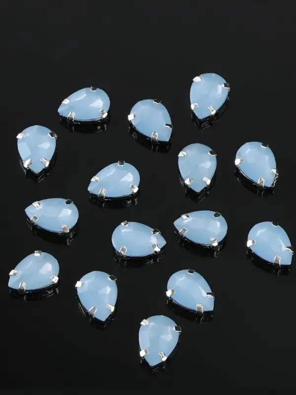 Стразы пришивные &laquo;Капля&raquo;, в цапах, 10&times;14 мм, 20 шт., голубые