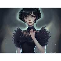 Алмазная мозаика с частичным заполнением на холсте &laquo;Девушка в черном&raquo; 20 х 30 см