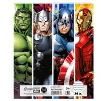 Тетрадь в линейку 24 листа, 5 видов МИКС, обложка мелованный картон, &laquo;Мстители&raquo;