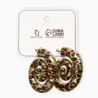 Серьги пластик &laquo;Леопард&raquo; ракушка, цвет золото