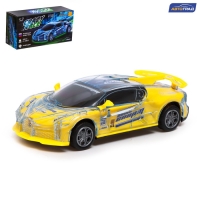 Машина инерционная &laquo;Crazy race, гонки&raquo;, русская озвучка, свет, цвет жёлтый