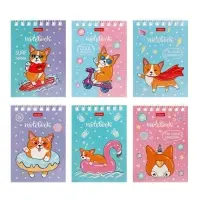 Блокнот 40л А6 клетка Hatber "Забавные корги", на гребне, обл мел карт