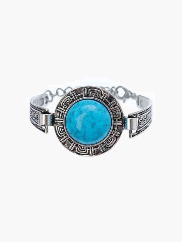 Браслет ассорти &laquo;Бирюзовый мир&raquo; круг, цвет голубой в серебре, L=19 см