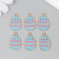 Декор для творчества металл, эмаль "Голубое яйцо с сердечками" 1,4х2,2 см