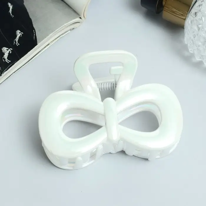 Крабик для волос &laquo;Лунара&raquo;, бант, 8 см, белый