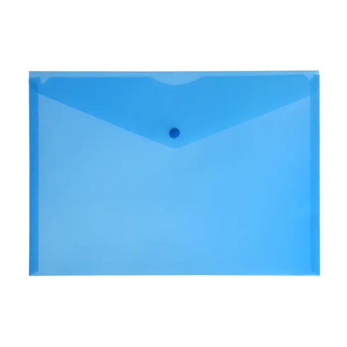 Папка-конверт на кнопке А4, 150 мкм, Calligrata Standard, прозрачная, синяя