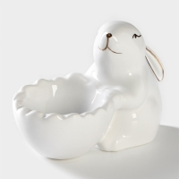 Подставка для яйца Доляна &laquo;Зайка в золотом&raquo;, 11&times;6&times;8 см, цвет белый