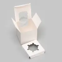 Коробка для капкейка, без ручек, белая, 9&times;9&times;9 см