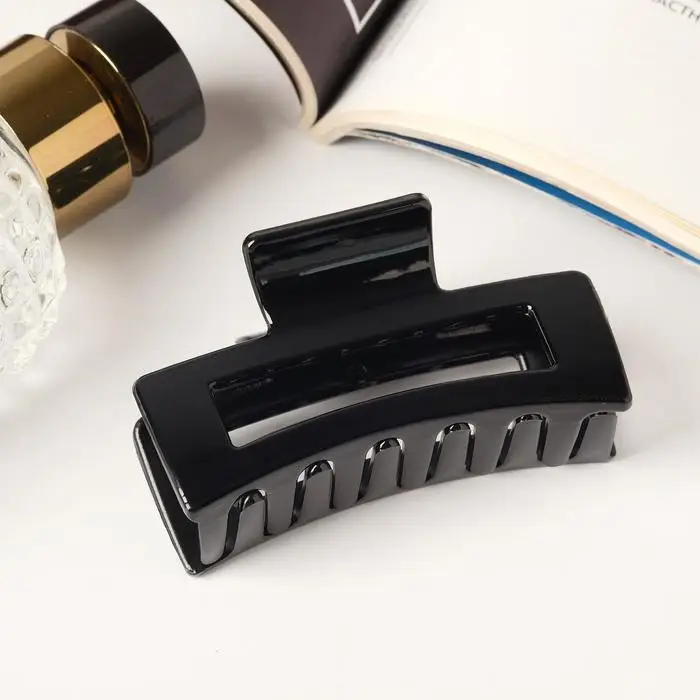 Крабик для волос &laquo;Глянец&raquo;, изгиб геометрия, 7&times;3.5 см, чёрный