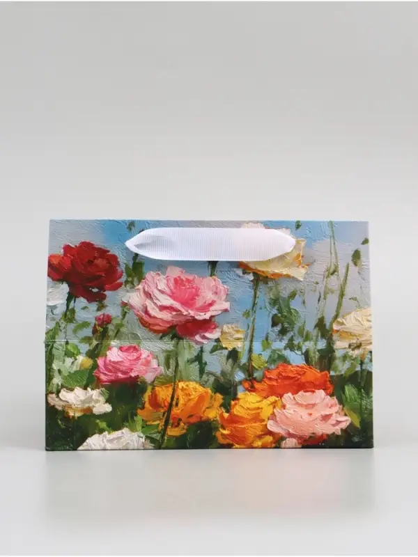 Пакет подарочный с широким дном &laquo;Цветы&raquo; 20 &times; 14 &times; 13,2 см