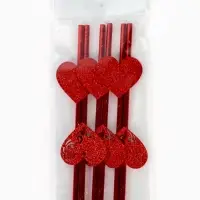 Трубочки для коктейля &laquo;Сердечки&raquo;, красные, 6 шт