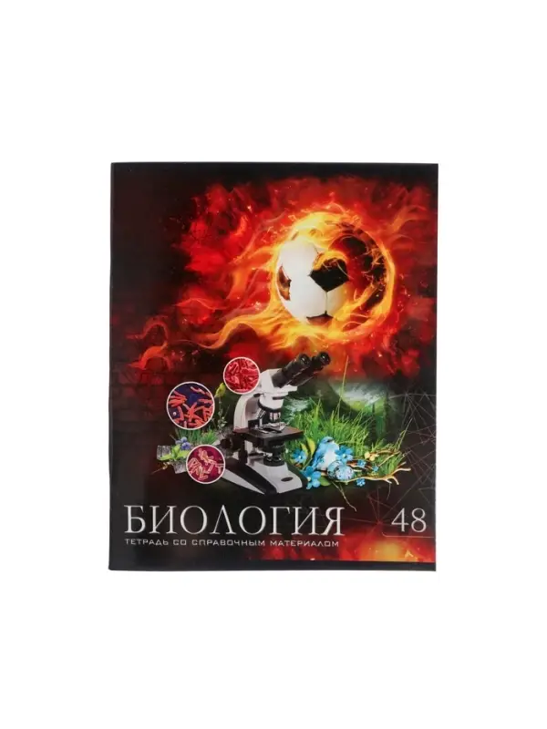 Тетрадь предметная 48 листов в клетку Calligrata, &laquo;Футбол. Биология&raquo;, обложка мелованный картон