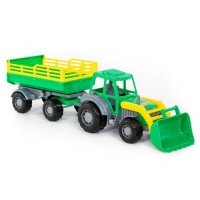 Трактор с прицепом №2 и ковшом &laquo;Мастер&raquo;, цвета МИКС