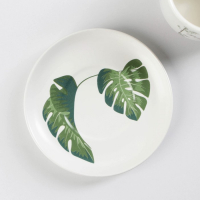 Набор керамический чайный с ложкой &laquo;Ботаника&raquo;, 2 предмета: чашка 200 мл, блюдце, цвет МИКС