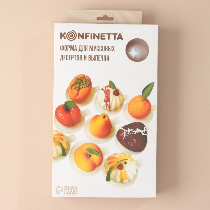 Форма для муссовых десертов и выпечки KONFINETTA &laquo;Клубника&raquo;, силикон, 29&times;17&times;4 см, 15 ячеек, цвет белый