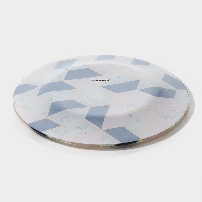 Тарелка стеклянная Доляна &laquo;Розовый мрамор&raquo;, d=20 см