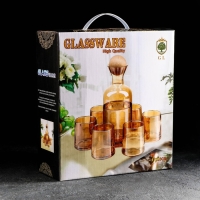 Набор для напитков из стекла &laquo;Эко&raquo;, 7 предметов: графин 1 л, 10&times;24,5, 6 стаканов 250 мл, цвет золотой