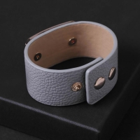 Браслет кожа &laquo;Помпеи&raquo; стразы, цвет бело-серый в золоте, 21 см