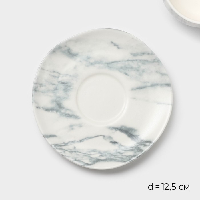 Набор чайный фарфоровый Magistro Real Marble, 4 предмета: 2 чашки 150 мл, 2 блюдца d=12,5 см