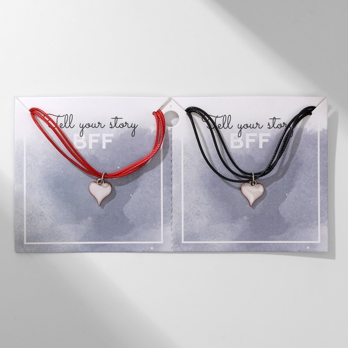 Браслеты &laquo;Неразлучники&raquo; сердце, цвет чёрно-красный, L=17 см