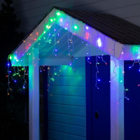 Гирлянда &laquo;Бахрома&raquo; 4 &times; 0.6 м, IP44, прозрачная нить, 180 LED, свечение мульти, 8 режимов, 220 В