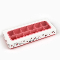 Коробка складная под 12 конфет &laquo;Сердечки&raquo;, 3,8 х 10,5 х 26,5 см