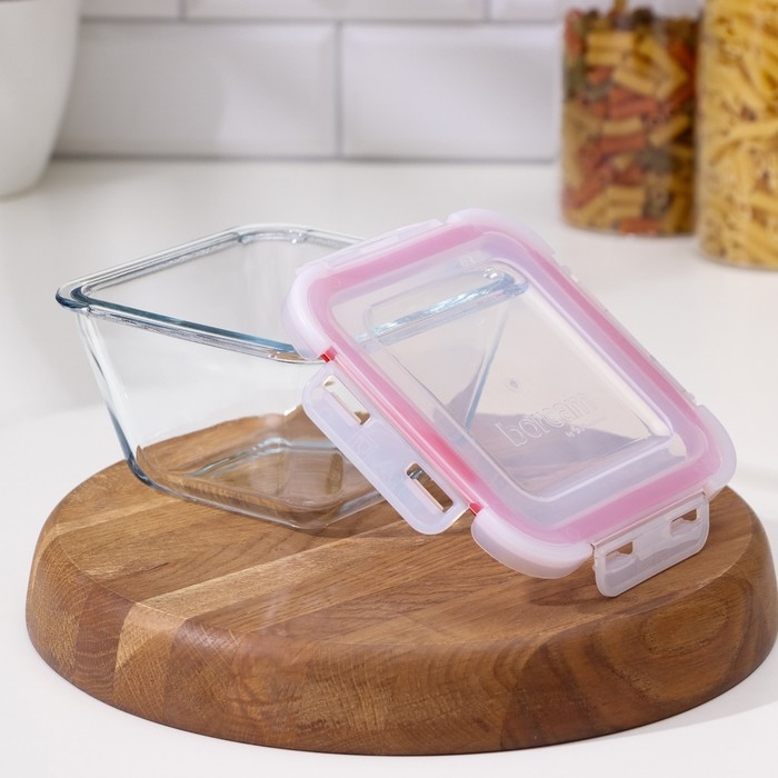 Контейнер квадратный с крышкой Borcam, стеклянный, 860 мл