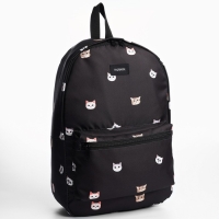Рюкзак школьный текстильный &laquo;Коты&raquo;, 42х14х28 см, цвет чёрный