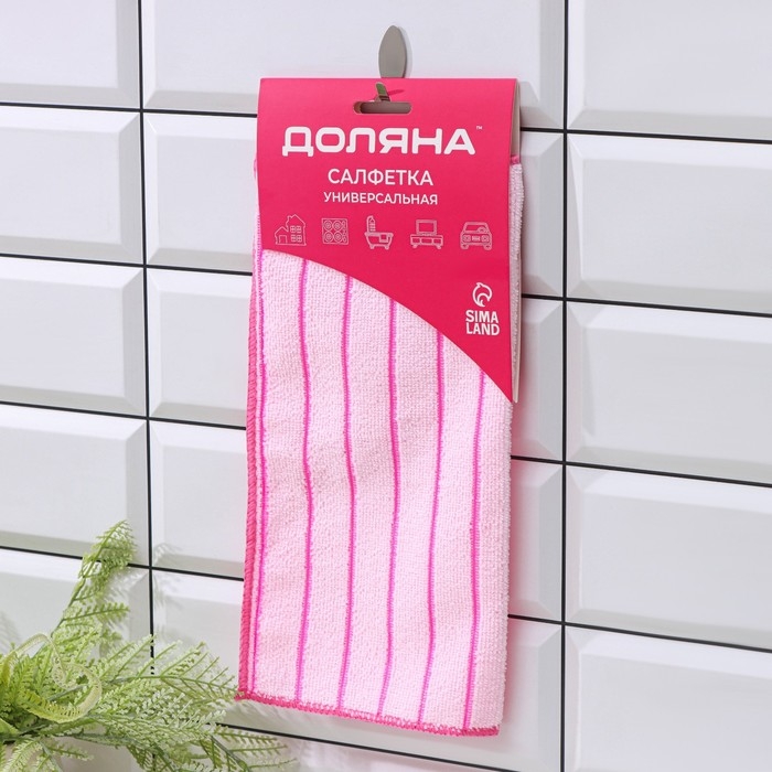 Салфетка для уборки Доляна &laquo;Полоски&raquo;, микрофибра, 29&times;29 см, цвет МИКС