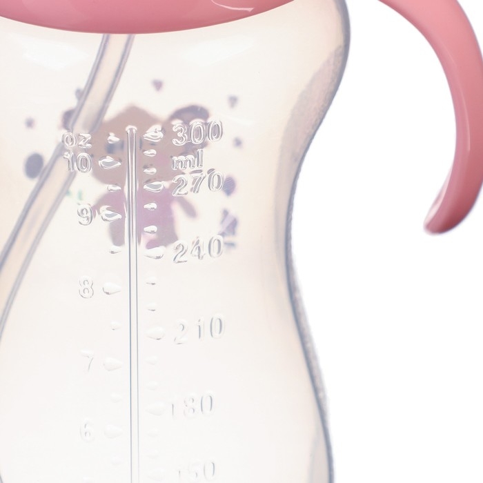 Бутылочка для кормления, ШГ &Oslash;50мм,300 мл, +6мес., цвет розовый