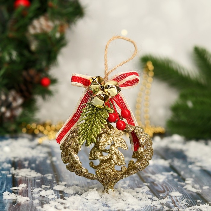 Украшение ёлочное "Ажур" 8х8 см, золото