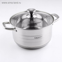 Кастрюля &laquo;Элис&raquo;, 5,5 л, d=24 см, стеклянная крышка, капсульное дно, индукция