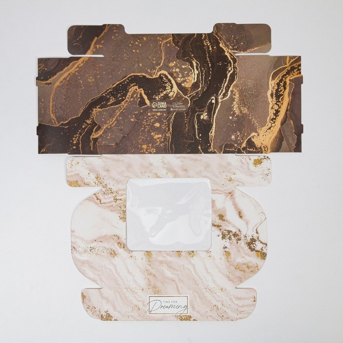 Коробка для эклеров, кондитерская упаковка, 4 вкладыша, &laquo;Мрамор&raquo;, 20 х 15 х 5 см