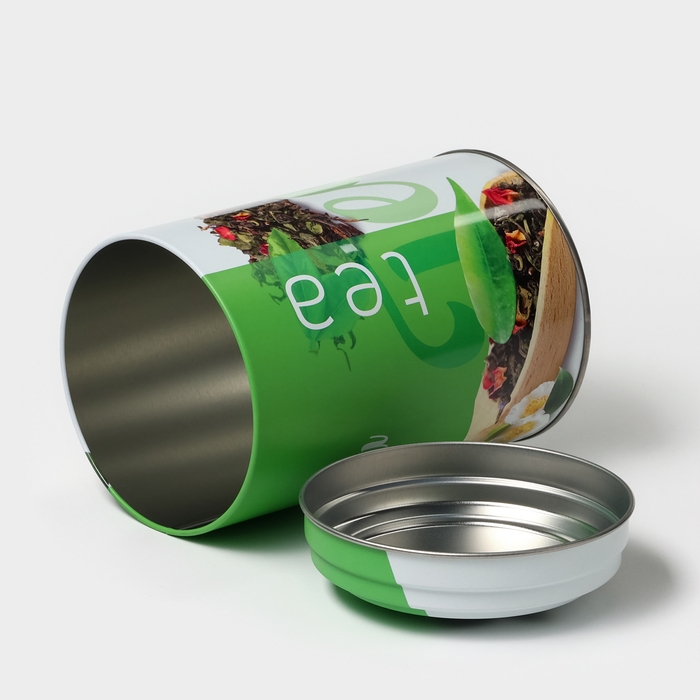 Банка для сыпучих продуктов &laquo;Сканди Чай зеленый&raquo;, 1,1 л, d=9,9 см, h=14,5 см, жесть, цвет зелёный
