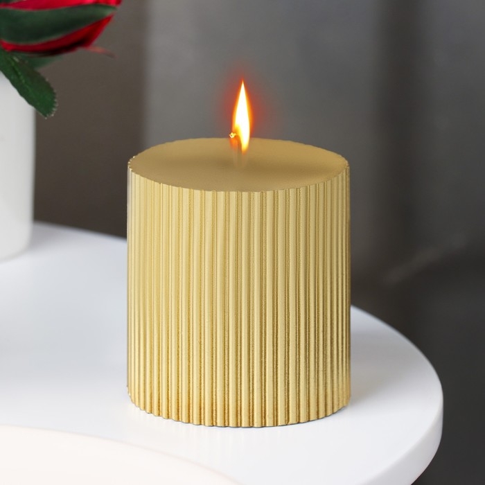 Свеча "Рельеф", 7&times;7.5см, золотой металлик