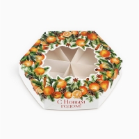 Коробка складная &laquo;Мандаринчики&raquo;, 23 х 23х 4 см, Новый год