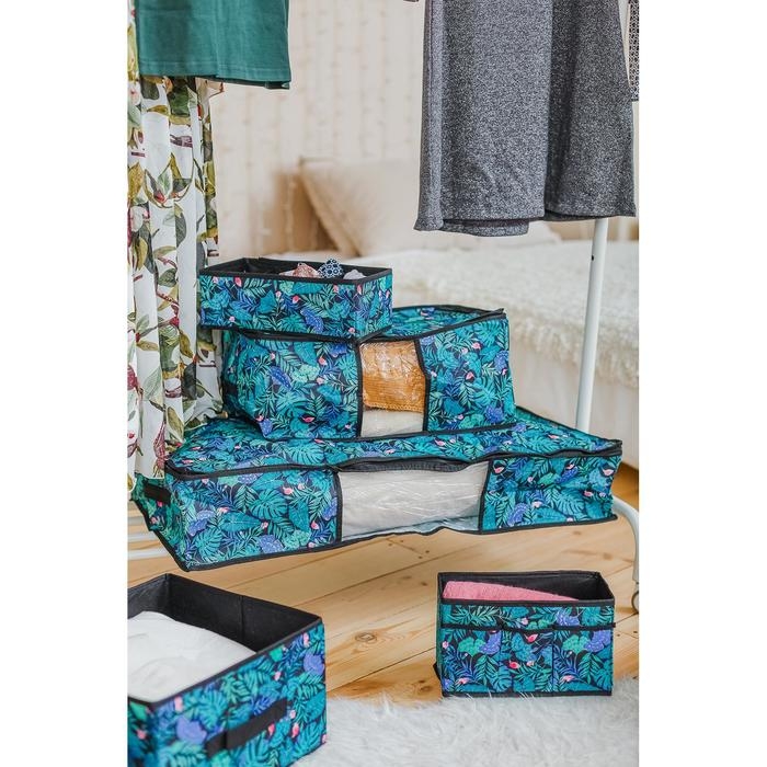 Органайзер для хранения белья Доляна &laquo;Тропики&raquo;, 8 ячеек, 28&times;14&times;10 см, цвет синий