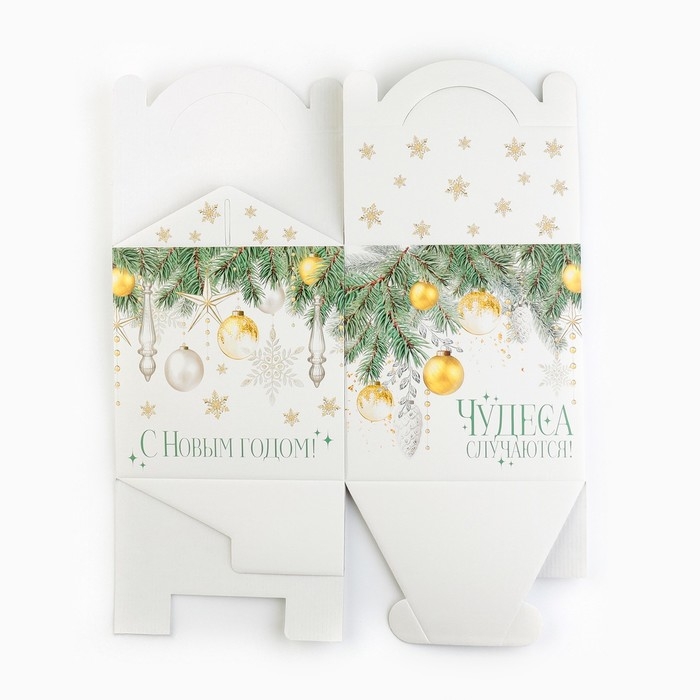 Коробка кондитерская с окном, сундук, &laquo;Уютный новый год&raquo; 20 х 20 х 20 см, Новый год