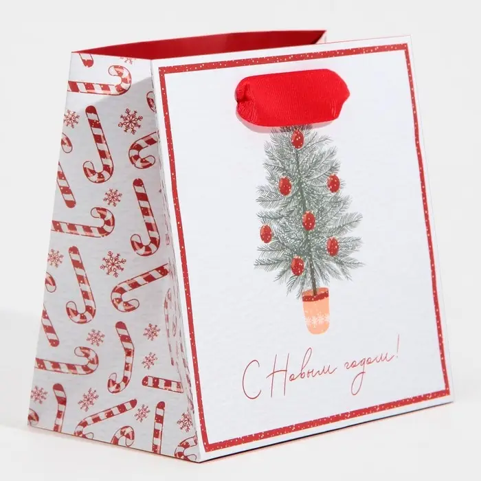Пакет подарочный новогодний ламинированный квадратный &laquo;Новогодние сладости&raquo;, 14 х 14 х 9 см
