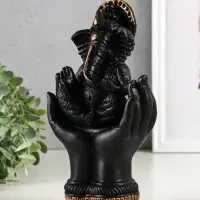 Фигура гипс "Ганеш в руках", высота 22 см, черный