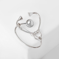 Брошь &laquo;Стетоскоп&raquo; крупный, цвет белый в серебре