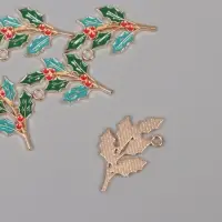 Декор для творчества металл, эмаль "Ветка рябины" 3,3х1,9 см