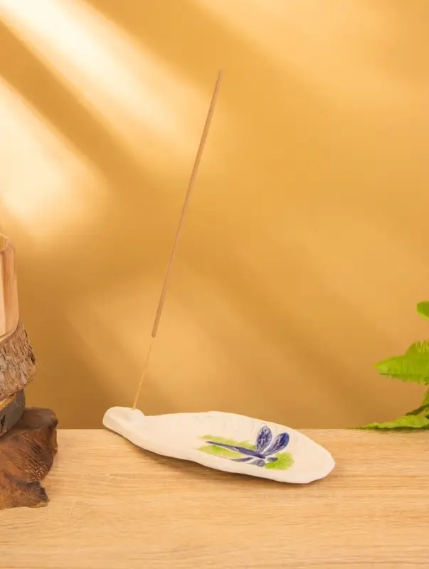 Подставка под благовония "Стрекоза" керамика, цв. синий, 17х7х1 см