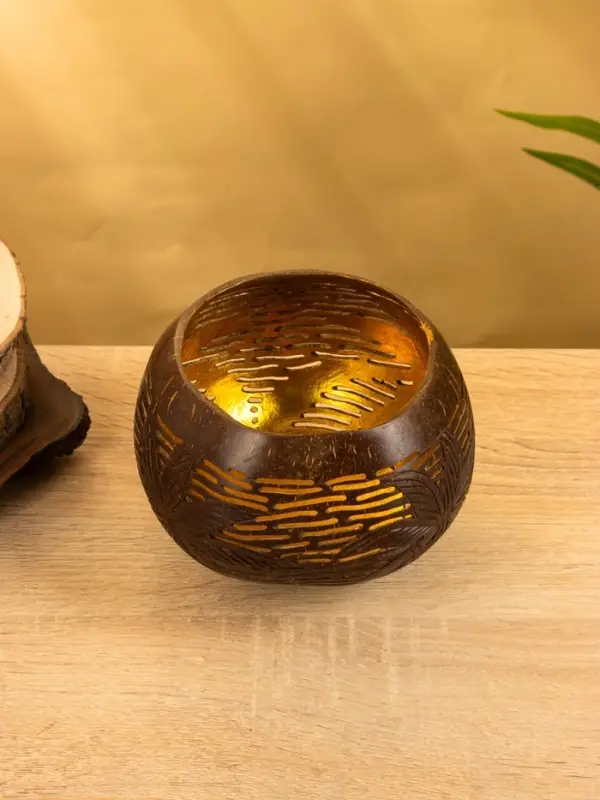 Подсвечник из кокоса, 15&times;15&times;13 см, коричневый