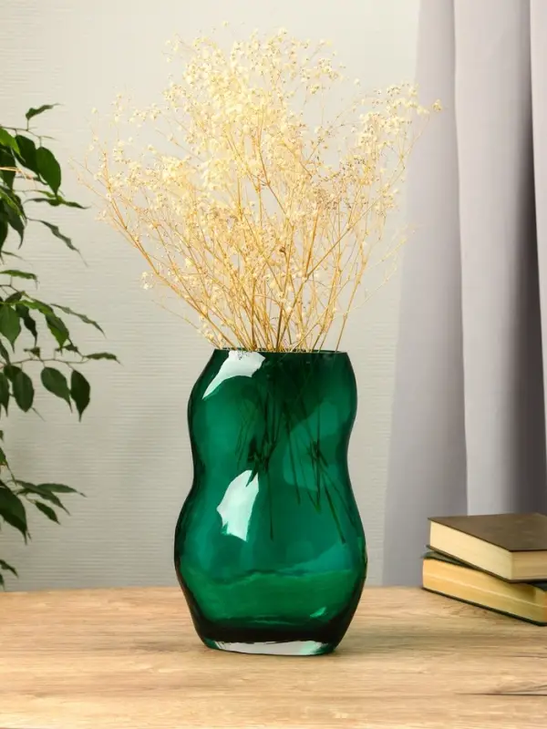 Ваза стекло настольная "Шерил" 27х16 см, зелёный