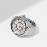 Кольцо &laquo;Время&raquo; часы круг, цвет серебряно-золотой